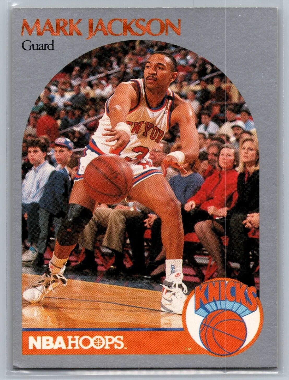 1990-91 NBA Hoops #205 Mark Jackson (Lyle & Erik Menendez Brothers Sitting Courtside) Basketball Card