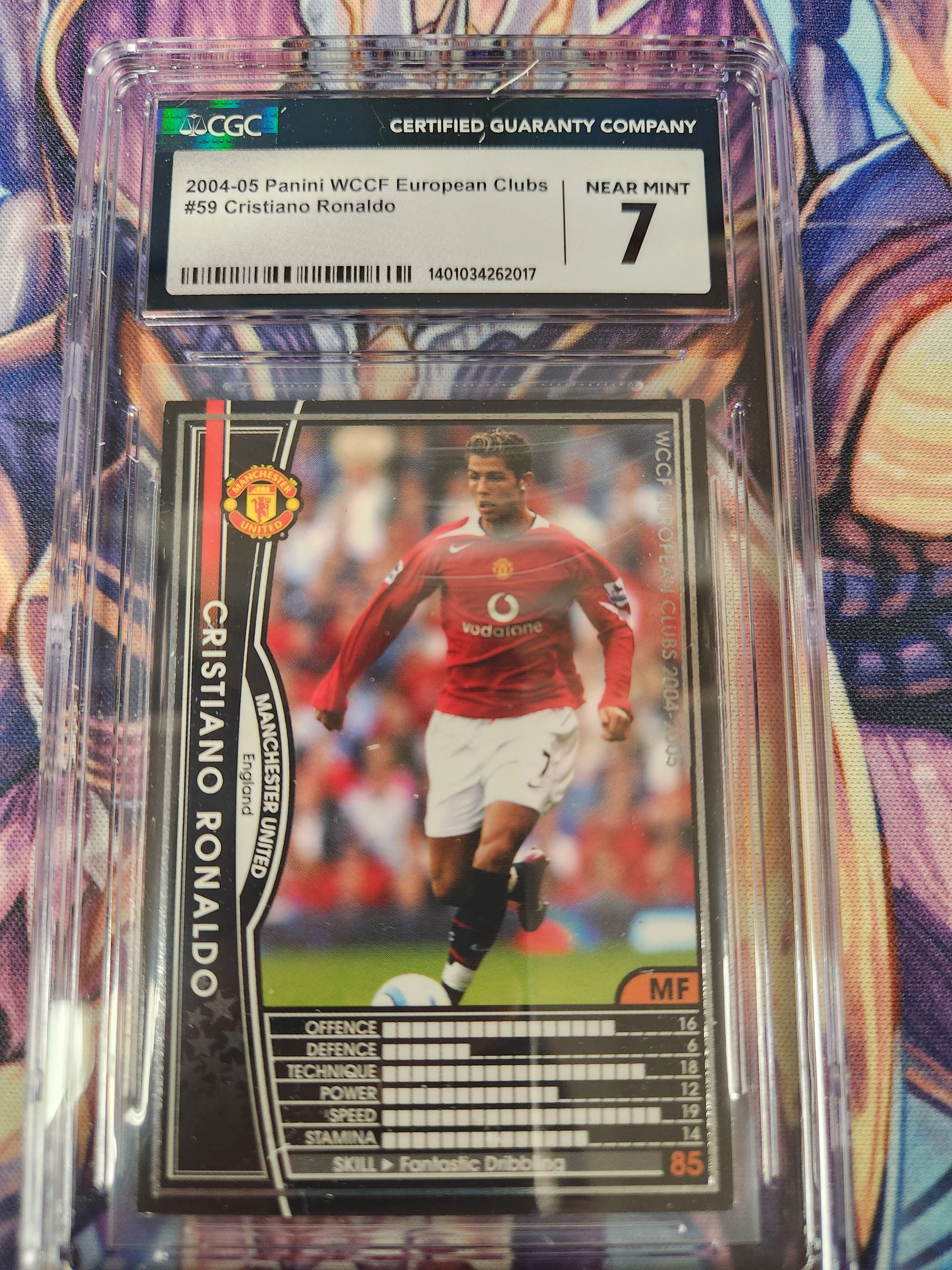 2004-05 Panini WCCF European Clubs Cristiano Ronaldo #59 Japanese RC Rookie Card (Error on Title Card, Says 2005-06) - CGC Graded 8