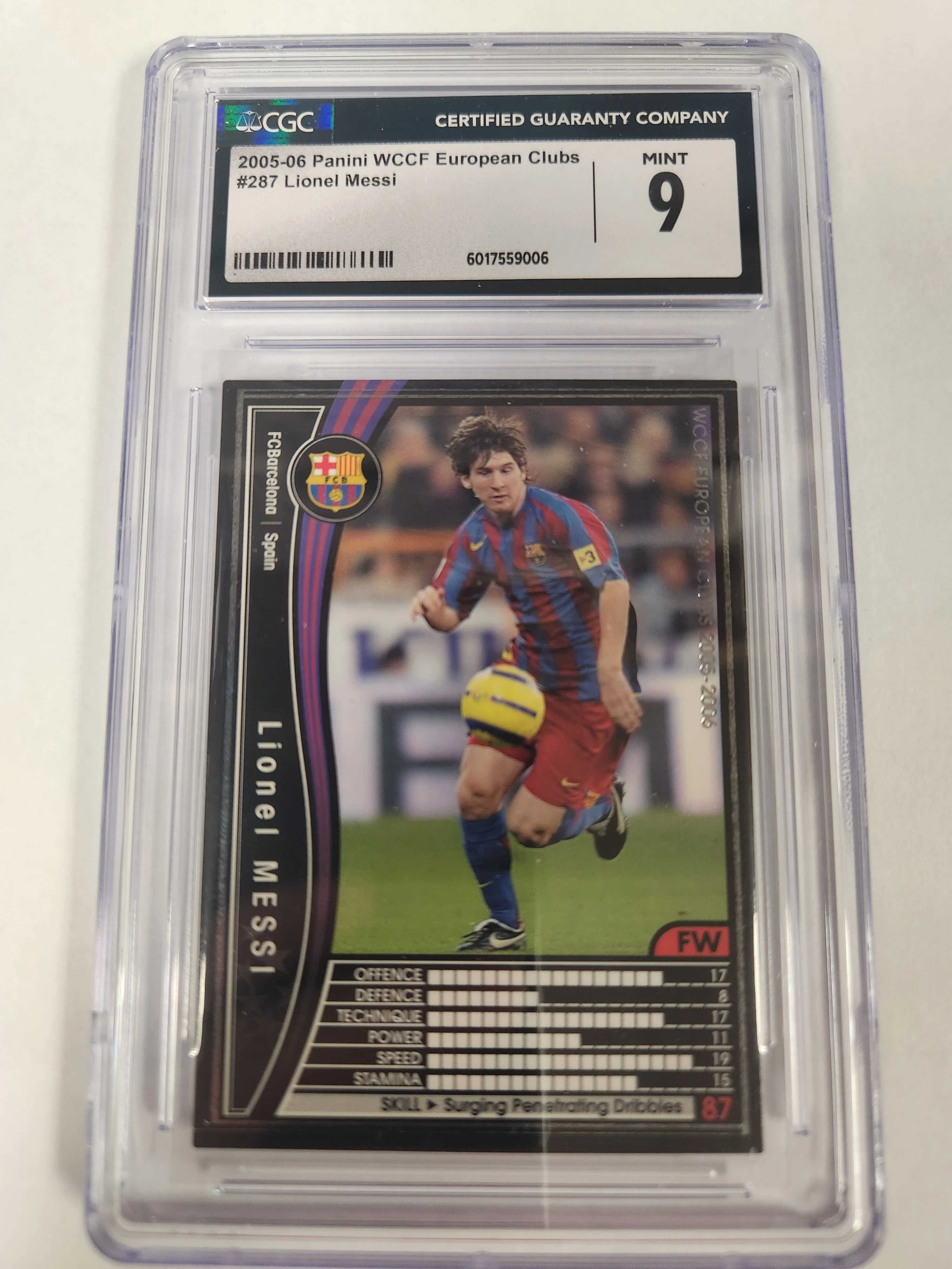 2005-06 Panini WCCF European Clubs Lionel Messi #287 Japanese RC Rookie Card - CGC Graded 9