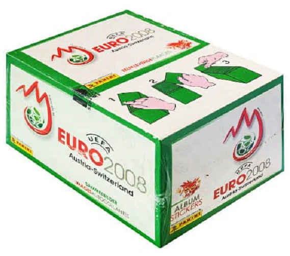 2008 Euro Austria-Switzerland Panini Soccer Sticker Green Box (100 Packs)