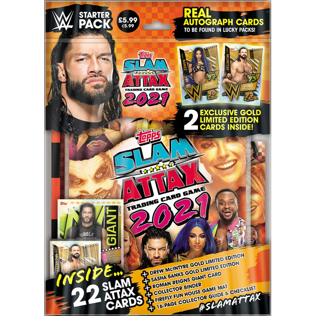 2021 Topps WWE Slam Attax Cards - Starter Pack (Binder + 22 Cards)