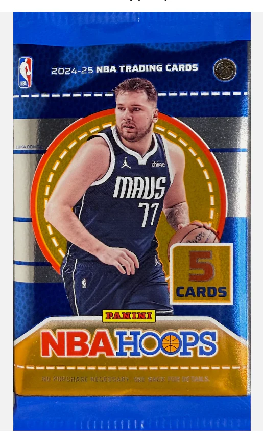 2024-25 Panini NBA Hoops Trading Cards Gravity Feed Pack (5 Trading Cards Per Pack) (Find 1 Exclusive Yellow Flood Parallels!)