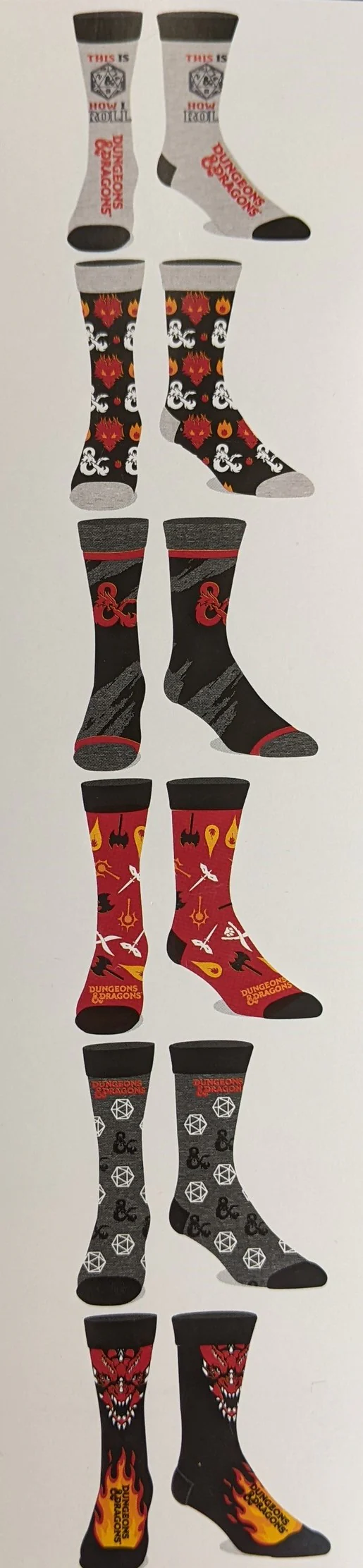 Dungeons and Dragons Assorted 6-Pack Crew Socks - Shoe Size 8-12 - Image 2