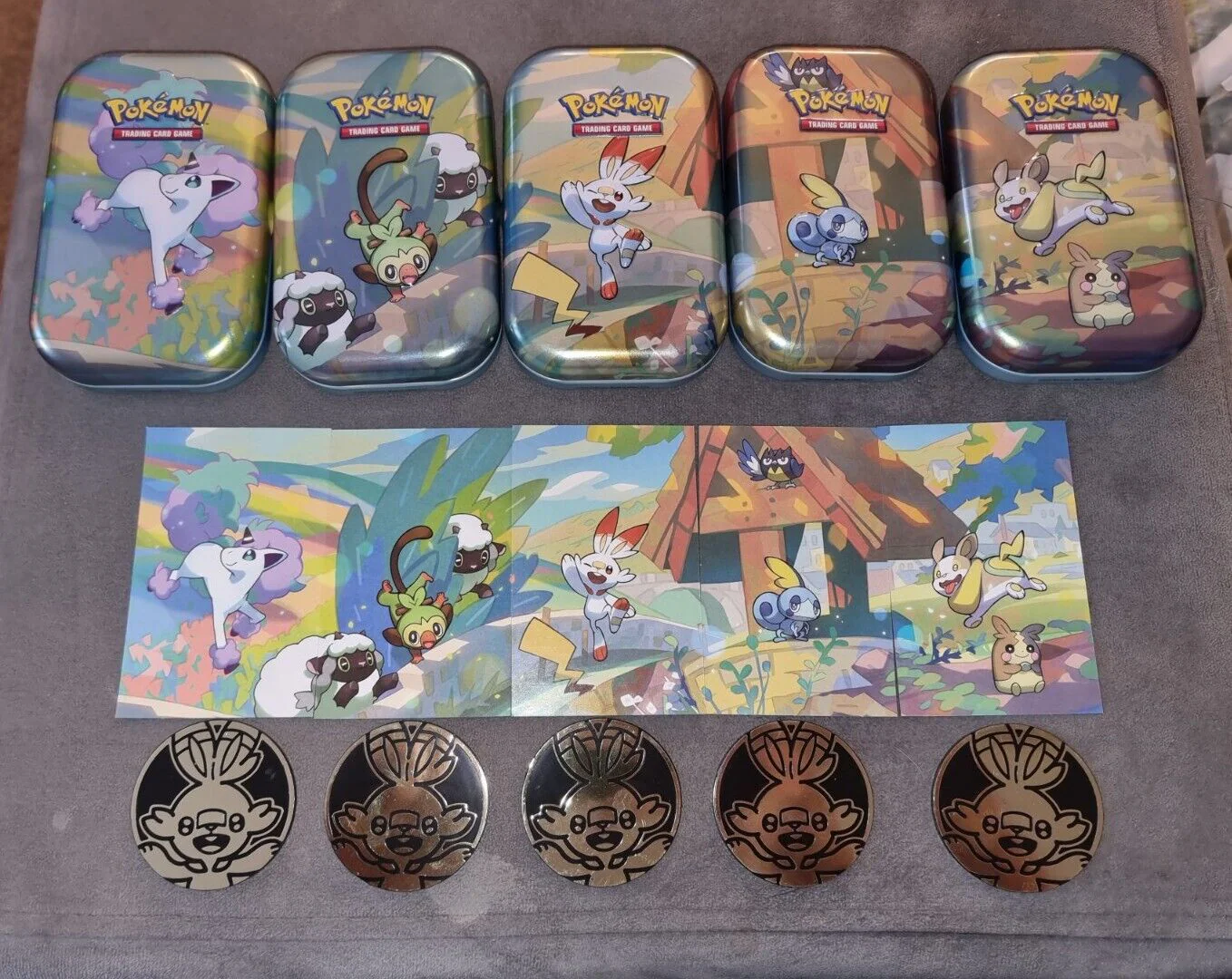 EMPTY - Pokemon Galar Pals Mini Tins with Eevee Coins and Art Only - Set of 5 (NO BOOSTER PACKS INSIDE) - Image 2