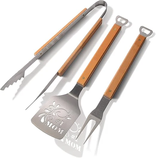 Mothers Day "#1 Mom" Heavy-duty 3-Piece BBQ Set