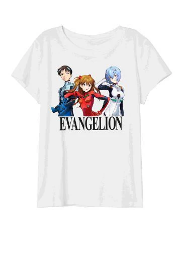 Neon Evangelion White With Characters & Logo