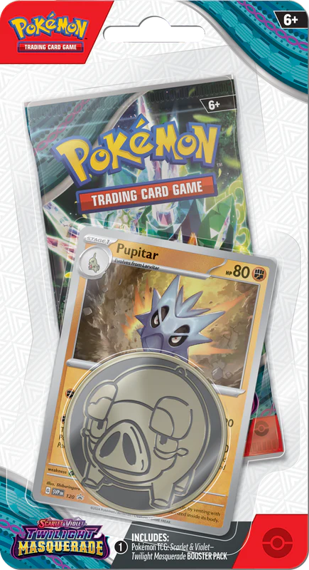 Pokemon Scarlet & Violet: Twilight Masquerade Checklane Blister Pack - Pupitar