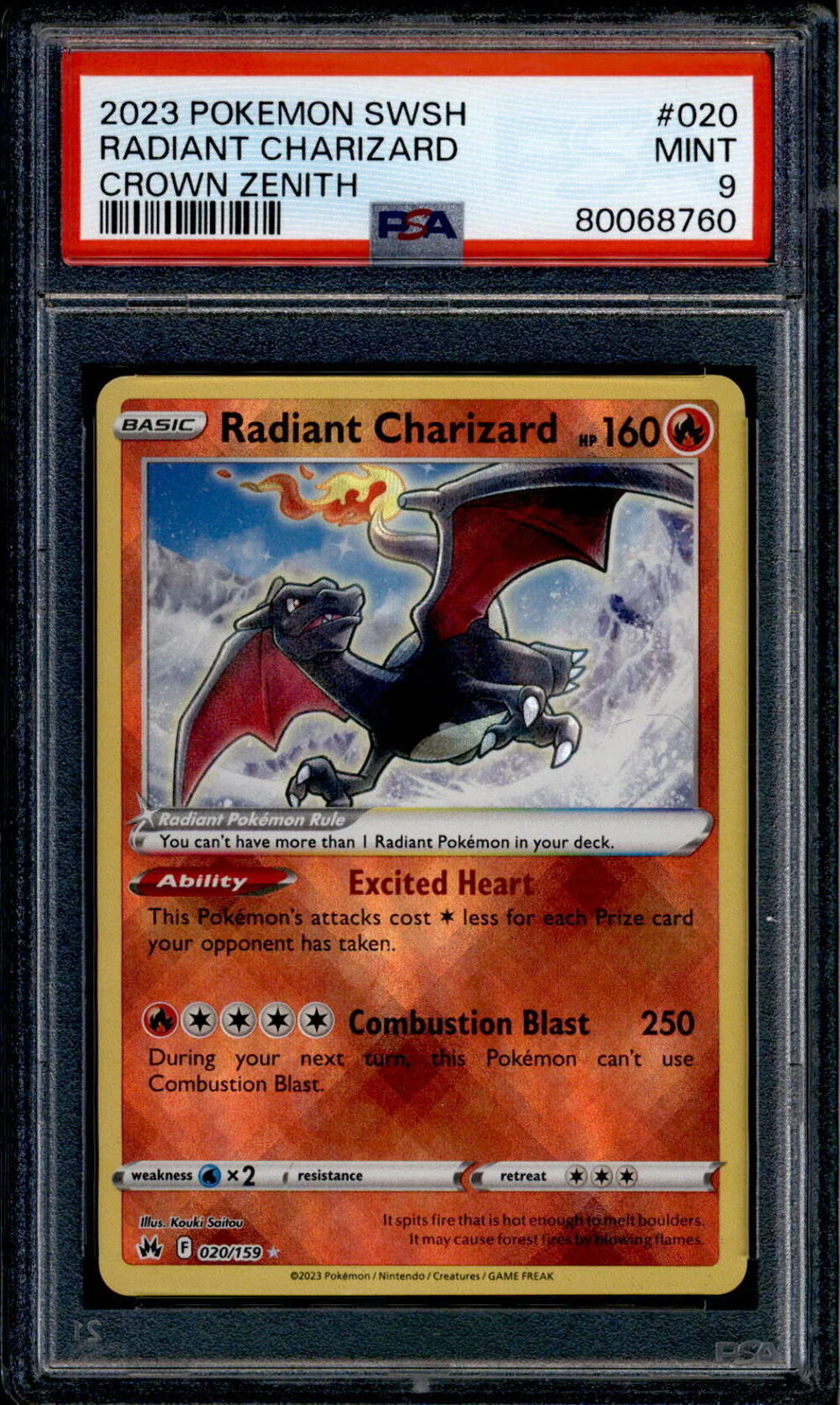 Radiant Charizard - Pokemon (2023) Crown Zenith - 020/159 CGC Graded 9.5 Gem Mint