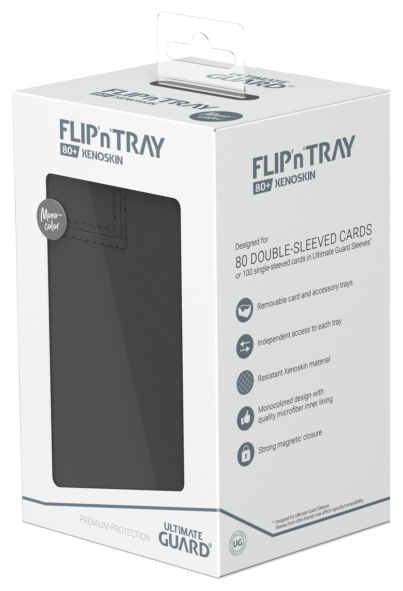 Ultimate Guard Twin Flip n Tray XenoSkin Monocolor Deck Case 80+ - Grey