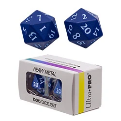 Ultra Pro Heavy Metal D20 2 Dice Set - Vivid Blue