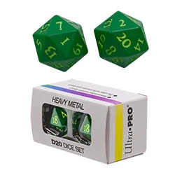 Ultra Pro Heavy Metal D20 2 Dice Set - Vivid Green