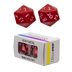 Ultra Pro Heavy Metal D20 2 Dice Set - Vivid Red